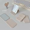 Espejo de maquillaje portátil de escritorio espejo pequeño color sólido cuero PU de mano plegable de escritorio espejo de tocador espejo conveniente