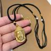 Boutique grande pingente de cabeça de Buda loja de ouro mesmo estilo corrente de clavícula Vietnã areia ouro Buda corda preta colar feminino ajustável