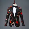 Nuevo Traje Negro Bordado de un Solo Botón para Hombre para Actuaciones en Escenario, Maestro de Ceremonias, Presentador, Atuendo de Performance, Corte Delgado