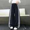 Calça de Moletom Feminina Outono Casaco com Capuz Calças 2026 Novo Estilo Aluno do Ensino Fundamental Calças Retas Largas Calças Casuais para Meninas Crianças Mais Velhas Calças de Tricô