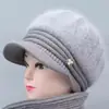 Inverno Novo Estilo À Prova de Vento Forrado com Lã Chapéu de Lã Tricotado Língua de Pato para Idosos e Vovó, Mães de Meia-Idade e Idosas Chapéu Quente de Lã de Coelho