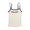 Camisole Vest Redondo Hot Girl para Mulheres, Retro Americano Color-Blocking com Letras Ins e Bojos, Top para Usar por Cima no Verão
