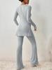 Ropa de Mujer Transfronteriza Europea y Americana Otoño e Invierno 2023 Nuevo Color Puro Casual Delgado Ropa de Casa Traje Fabricante Moderno y Versátil