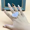 Anel de Resina Europeu e Americano Estilo Coração Transfronteiriço para Mulheres Estilo Ins Anel Halo Tingido Coração Grande Textura Degradê Pulseira Atacado