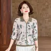 Ropa para mujeres de mediana edad y mayores colección otoño 2026 blusa estampada manga larga cuello camisero elegante talla extra ropa de madre camisa base camiseta