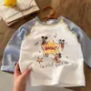 Camiseta de dibujos animados para niños, algodón puro para hombre, nueva colección primavera 2026, raglán de bloques de color para bebé, camiseta interior para bebé, elegante para niñas