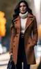 Casaco Trench Coat Elegante Versátil de Alta Qualidade, Slim-Fit, Europeu e Americano, Transfronteiriço Amazon, para Mulheres, Comprimento Médio, Moderno, de Lã