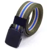 Cinturón de lona para hombre 3.2cm mujeres raya colorida nailon sin hierro no metálico hebilla de plástico cinturón casual para pantalones