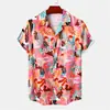 Camisa Hawaiana para Hombre de Estilo Nuevo, Talla Europea Transfronteriza, con Estampado Digital 3D, Camisa Cardigan Moderna de Manga Corta con Cuello Cubano