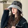 Sombrero de Pescador para Mujer, Gorro de Punto para Otoño e Invierno, Gorro de Invierno Coreano para Mujer, Circunferencia de Cabeza Grande, Versátil, Cálido Sombrero de Cubo, Gorro de Lana