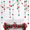 Decoración Navideña Bandera de Puntos Rojos y Verdes Espejo Purpurina Roja Estrellas Verdes Flor Redonda Arreglo para Fiesta Navideña