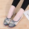 Zapatos de Tela Old Beijing para Mujer, Zapatos Planos Bajos de Punta Redonda Estilo Étnico para Madres de Mediana Edad y Mayores, Zapatos de Piel de Vaca Suave Antideslizantes con Diseño Floral