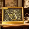 Enfeite de Ano Novo da Ovelha Preto e Dourado, Pintura em Placa de Cobre Vintage com Ouro, Decoração de Mesa de Luxo para Riqueza e Fortuna, Presente Atacado