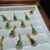 Explosões azul natural água verde esmeralda jade cabaça Fulu pequeno pingente gota joia de prata S925 DIY colar feito à mão