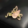 Broche de Calabaza de Jade Rosa Translúcido Corsage de Cinta Nuevo Estilo Chino Tendencia Nacional Pin Exquisito Traje Qipao Accesorio Auspicioso para Mujeres