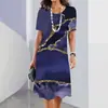2024 verão quente transfronteiriço feminino vestido curto estampado antigo moda casual impressão digital 3D comércio exterior
