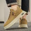 Zapatillas de otoño e invierno para hombre, de caña media, suela gruesa, estilo retro, moda para jóvenes de exterior, cuero, casual, de moda, venta al por mayor