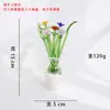 Flores pequenas artificiais feitas de vidro, lírios-calla, rosas, íris, peônias e pássaros, conjunto de ornamentos de flores eternas, presentes estrangeiros transfronteiriços