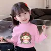 Camisetas de Manga Longa com Gola Alta Meia-Estação Outono/Inverno para Meninas, Camisetas Básicas para Crianças e Bebês, Tops de Veludo Modernos e Fofos