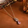 Colar Europeu e Americano Transfronteiriço com Borboleta e Pássaro Cravejado de Diamantes, Moda Feminina de Luxo Leve Corrente de Aço Inoxidável Colar com Pingente de Flor e Franja