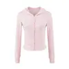 Sudadera corta con capucha y manga larga para mujer, nueva colección otoño 2026, estilo retro americano, color liso, corte ajustado, cárdigan deportivo con cremallera