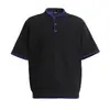 Camiseta de Manga Corta con Botones y Cuello Henley Simple Estilo Retro Americano Old Money Unisex de Nicho de Alta Gama Camisa de Punto Holgada