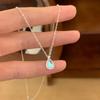 Collar de circonita con gota de agua y piedra lunar para mujer, diseño de nicho de lujo, ligero y elegante, cadena de clavícula sencilla, venta al por mayor