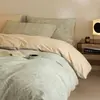 Conjunto de luxo de quatro peças para cama de algodão puro espesso, lençol e capa de edredom quentes de algodão puro, conjunto simples de três peças para outono e inverno