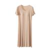 Camisón de Modal con Almohadilla en el Pecho Holgado Talla Grande Pijamas Anti-abulto para Mujer Ropa de Casa Delgada Vestido de Verano de Manga Corta