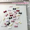 Decorações de Arte para Unhas Laço de Pérola Estilo Francês Cor Mista Laço de Resina 3D Preto e Branco Acessórios de Strass para Unhas DIY