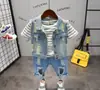 Micro para verano 2019 nuevo chaleco de mezclilla para niño A10165 Camiseta A13115 Pantalones A12156