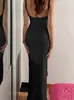 L25D040 Estilo Europeo y Americano Sexy Bustier con Abertura Vestido de Estilo Nuevo