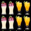 Venta al por mayor de taza de bebida fría transparente de vidrio blanco alto, taza de té de fruta de postre, taza de agua de vidrio incoloro creativa, taza de jugo