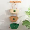 Estante de tres niveles de árbol de Navidad decoración de dormitorio sala de estar cesta colgante linda cesta de flores hecha a mano cesta de almacenamiento colgante para porche