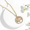 Moderna Versátil Europea y Americana para Viajes al Trabajo Collar Árbol de la Vida Colgante Lindo para Mujer Collar Dorado con Pedrería de Colores