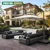 Sofá de Exterior para Patio Villa Hotel Diseñador Jardín Set de Mesa de Centro y Sofá de Aleación de Aluminio Acero Inoxidable