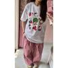Camisetas Estampadas de Manga Meia-Manga para Pessoas Plus Size Ins Manga Três Quartos Camiseta de Manga Curta 100% Algodão Moda Coreana Solta Feminina Verão