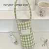 57141 Bolsita para Taza Acolchada de Tela a Cuadros, Bolso de Mano, Bolsa para Taza de Agua, Antiescaldaduras, Suave y Portátil, Bolsita para Taza de Bebida Definitiva