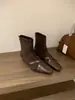 Primer Encuentro Temporada Estilo Coreano Patchwork Punta Cuadrada Tacón Grueso Botas Ajustadas para Mujer 2026 Nuevo Otoño Gamuza Retro Moda Tacón Medio Bai