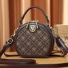 Bolsas Populares Bolsa Transversal Feminina 2025 Nova Bolsa Feminina Pu Estampada Casual Bolsa de Ombro Bolsa Carteiro Bolsa Redonda Bolo Bolsa Feminina