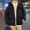 Jaqueta Pão Acolchoada de Algodão Oversize com Capuz Color Sólida Funcional Versátil para Outono e Inverno para Homens e Mulheres