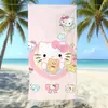 Toalha de Praia de Microfibra Estampada com Desenho da Hello Kitty, Absorvente e de Secagem Rápida, Toalha de Banho Hello Kitty para Crianças