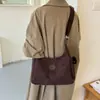 Bolso tote de ante estilo universitario coreano para mujer, nuevo otoño 2026, textura vintage, gran capacidad, para hombro y cruzado
