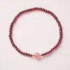 Pulseira Natural de Granada de Três Círculos para Mulheres, Pulseira Presente de Cristal Jade Hetian, Nicho de Luxo Acessível, Pulseira Simples e Versátil