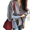 Cardigan Tricotado Listrado com Costura Falsa de Duas Peças, Estilo Hot Girl, Novo para Primavera e Outono, Estilo Coreano, Slim, Moda, Suéter Versátil para Mulheres