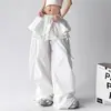 Pantalones Blancos para Mujer, Estilo Delgado de Verano 2025 Diseño de Falda en Capas Ropa de Trabajo Pantalones Casuales Nicho para Mujer Empalme