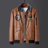 Chaqueta de Cuero de Moda para Hombre Tallas Grandes Transfronteriza, Nueva para Primavera, Otoño e Invierno, Chaqueta Deportiva Casual Bordada para Motociclista con Forro Polar