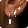 Conjunto de Brincos de Tarraxa com Zircônia Cúbica Estilo Europeu para Mulheres Brincos Simples Versáteis Joias Cobre Banhado a Ouro Moda de Luxo Leve Estilo para o Dia a Dia