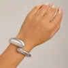 Pulsera Metálica Irregular Transfronteriza con Diseño de Gota de Agua, Superficie Pulida, Banda Ancha, Estilo Europeo y Americano de Moda, Pulsera con Cierre de Resorte Metálico Exagerado