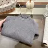 Suéter Feminino Outono Inverno 2026 Gola Meia-Alta com Babados Malha Camada Base Menina Versátil Quente Pulôver